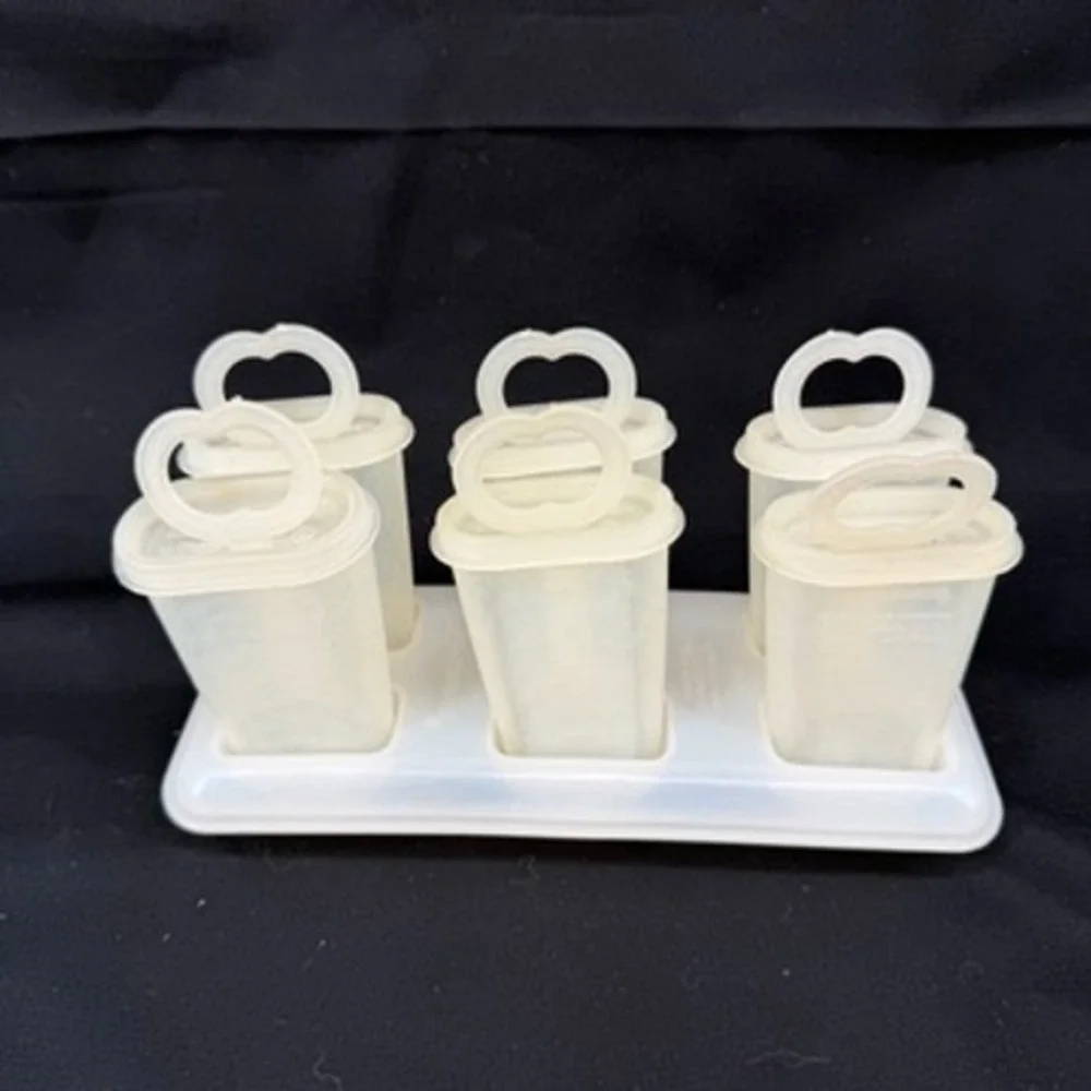 Vintage Tupperware Ice Tups Popsicle Maker Set 6 Molds Tray White 344-6 USA